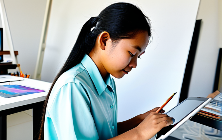 Young Cambodian Artist**

"A young Cambodian artist, fully clothed in modest, contemporary clothing, working on a digital artwork on a tablet in a bright, modern studio. The artwork on the tablet depicts a hopeful scene of reconciliation and healing. Safe for work, appropriate content, perfect anatomy, well-formed hands, professional art, family-friendly."

**