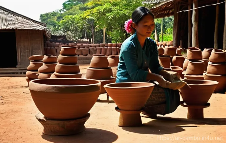 캄보디아 전통 공예 장인 - **Cambodian Wood Carving:**
    "A detailed, medium shot of a focused Cambodian male artisan, in his...