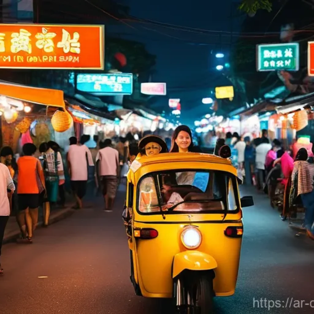 프놈펜의 야간 치안 상황 - **Prompt: "A vibrant and well-lit night scene in Phnom Penh, Cambodia, along the Sisowath Quay (Rive...