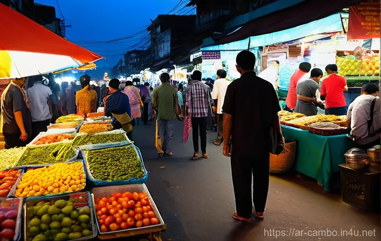프놈펜의 야간 치안 상황 - **Prompt: "A vibrant and well-lit night scene in Phnom Penh, Cambodia, along the Sisowath Quay (Rive...