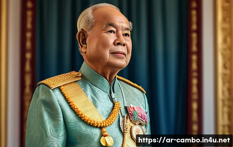 캄보디아 유명 인물 - **Prompt 1: King Norodom Sihanouk, the Father of Cambodian Independence**
    "A photorealistic port...