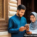 캄보디아 금융업 현황 - A modern Cambodian urban scene featuring diverse people using digital financial services: a young Ar...